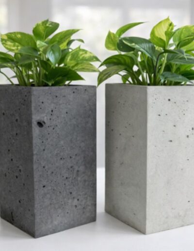 beton virágládák modern design növényekkel